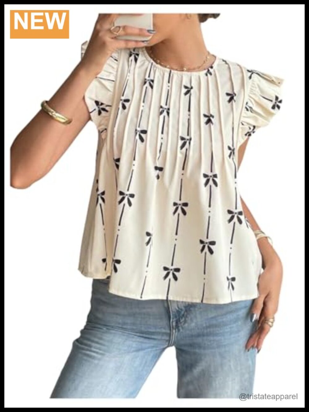 Women's Bow Peplum Ruffle Sleeve Blouse Dressy Casual Top